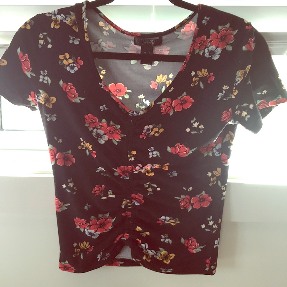Floral black top